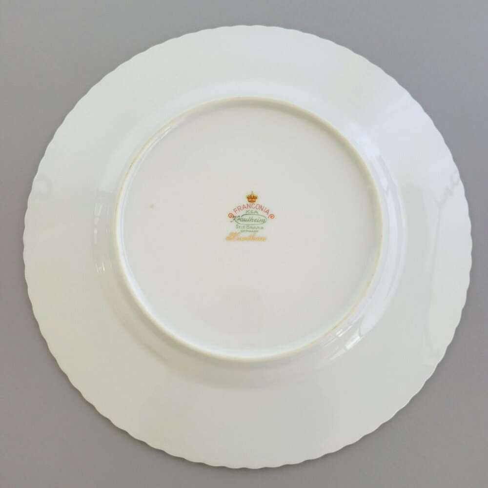 Vintage Franconia Hawthorn Dinner Plate, White Flowers & Leaves, Gadroon Border, - Picture 6 of 9